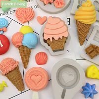 Soft Silicone Ice Cream Cone Chocolate Mold Cake Fondant Decorating Tool Cookie Baby Birthday Plug-in Gift Ornaments Resin Art Bread Cake  Cookie Acce