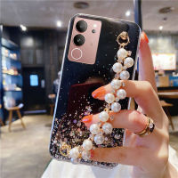 เคสโทรศัพท์เนื้อนิ่มสำหรับ VIVO V29 5G ใหม่ล่าสุด2023หรูหราสร้อยข้อมือไข่มุกกรอบโทรศัพท์เทอร์โม TPU สำหรับ VIVO V27 5G V27e V27 Pro 5G V25 5G V25e V25 Pro 5G