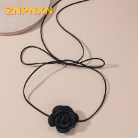 ZNPNXN สร้อยคอดอกไม้กำมะหยี่คอปกดอกไม้ขนาดใหญ่สร้อยคอโชกเกอร์ดอกไม้ Camellia สำหรับผู้หญิง