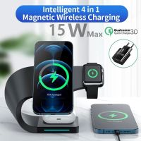 ZZOOI 15W Magnetic Wireless Charger Stand For iPhone 12 Pro Max Series 4 in 1  Fast Charging Dock Station For Apple iWatch AirPods