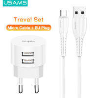 USAMS Micro Cable+Charger Plug  Android Phone Traval Charger Dual USB Port For Samsung/Huawei/OPPO/VIVO