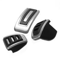 3PCS Car Pedals Foot Fuel Brake Pedal Cover New Silver + Black Stainless Steel for VW Passat B8 Golf 7 2017-2021 for Skoda Octavia for Seat Leon AT