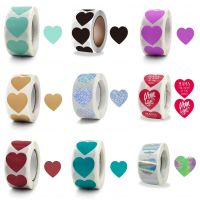 100-500pcs Round Bronzing Heart gift seal label Adhesive Kraft Seal Sticker Baking decorations for home cute handmade sticker