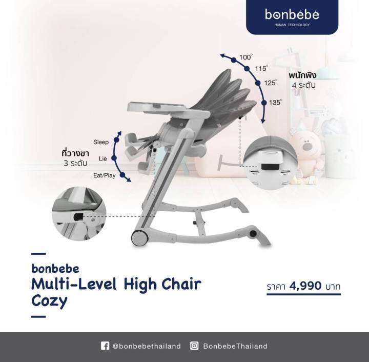 bonbebeแท้-bonbebe-multi-level-high-chair-เก้าอี้เด็ก-เก้าอี้ทานข้าวอเนกประสงค์-ปรับได้-15-ระดับ-แบรนด์-bonbebe-ประเทศเกาหลี