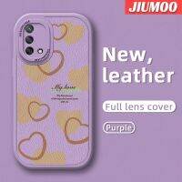 JIUMOO เคสสำหรับ OPPO A74 4G A95 4G F19s F19 Reno 6 Lite กระแสแฟชั่นแบรนด์สวยรูปแบบความรักบางนุ่มหนังซิลิกาเจลเคสโทรศัพท์สีปกป้องเลนส์กับเคสกันกระแทกเคสตก