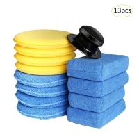 13 PCS Car Wax Sponge 5 Inch Soft Microfiber Manual Applicator Pad Polishing Sponge With Pocket For Apply Remove Wax Auto Care