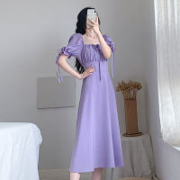 [COD &amp; Ready Stock] 202 new fashion thin puff sleeve temperament gentle wind dress