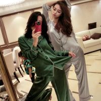 COD SDFGDERGRER 2pc / Set Pajama Long Silk Pajamas CP Nightgowns Emboss Long Sleeves Casual Sleepwear Clothing