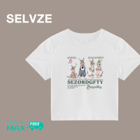 SELVZE ฉบับภาษาเกาหลีของแฟชั่นเสื้อยืดสั้นรูปแบบพวงกุญแจกระต่ายน้อยสำหรับผู้หญิง