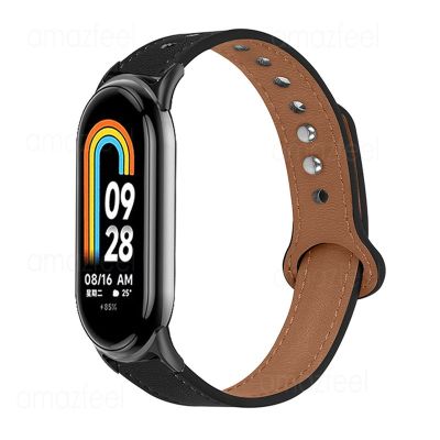 ❖▦ Leather Strap for Mi band 8 Smartband Accessories Wristband for xiaomi band 8 Bracelet For Xiaomi MiBand 8 Watchband Belt Correa