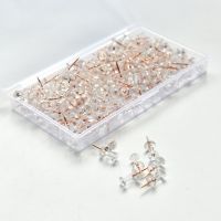 ❆✾ 100PCS Push Pins Thumb Thumbtack Board Pins Drawing Photo Wall Studs Office School Supplies Transparent Rose Gold 100pcs