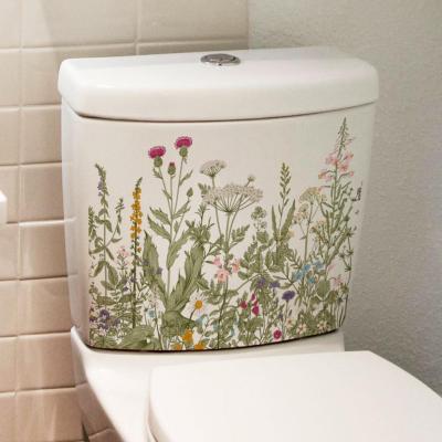 1 Sheet Toilet Sticker Green Plant Wall Sticker Self-Adhesive Floral Decal Removable Wall Art Decal Bathroom Living Room Decor Tapestries Hangings