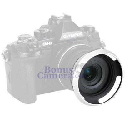 ฝาปิดเลนส์อัตโนมัติและฮู้ดสีเงิน Olympus M.Zuiko ED 14-42mm F3.5-5.6 EZ Auto Lens Cap+Lens Hood