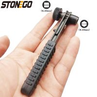 STONEGO Mini Hitam 1/4 90 ° Sudut Kanan Baja Ratchet Wrench dengan Obeng Sleeve - Hand Tool