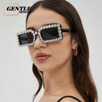 (GENTLE MOSCOT)Western Vintage เทรนด์ใหม่แฟชั่น Diamond Rectangle Hiphop Sunglasses