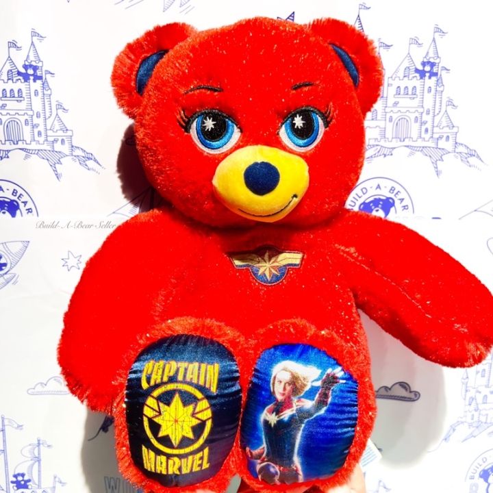 ตุ๊กตาหมีบิ้วอะแบร์-กัปตันมาเวล-ซุปเปอร์ฮีโร่-build-a-bear-workshop-สินค้ามือสองคุณภาพสูงนำเข้าอเมริกา