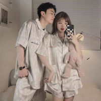 Factory Outlet Couple Pajamas Female Summer Ice Silk Short Sleeves Can Be Wearing 2023 New MenS Home