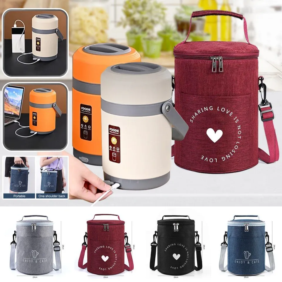 2L USB Electric Heated Lunch Box - Stainless Steel Food Warmer