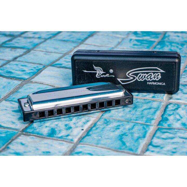 HOT EZBY3 Swan 10 Hole Harmonica Silver 10 Holes Key of C for Blues