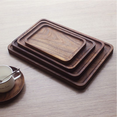 Black Walnut Wood Rectangular Tableware Serving Tray, Decorative Trays, Platters for TeaCoffee Wine Red Fruit Serving