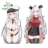 EARLFAMILY 13ซม. สำหรับ Azur Lane Booba การ์ตูนสติกเกอร์รถสติ๊กเกอร์แฟชั่นหมวกกันน็อคหน้าต่างสร้างสรรค์ป้องกันรอยขีดข่วนสินค้าสำหรับรถยนต์