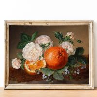 Vintage Botanical Rose พิมพ์ Still Life ภาพวาดผ้าใบสำหรับห้องครัว Art และตกแต่งห้องนั่งเล่น-Nordic ผลไม้ส้ม Wall Picture