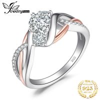 {BUSA Fashion Accessories} JewelryPalace Solid 925เงินสเตอร์ลิงแหวนหมั้นสำหรับผู้หญิง3หิน AAAAA CZ จำลองเพชรทอง Infinity Ring