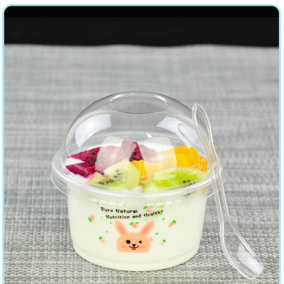 Disposable Pudding Cups with Lid 100pcs Dessert Container Cute Yogurt Pudding Plastic Cup Ice Cream Mousse Vasos De Plastico