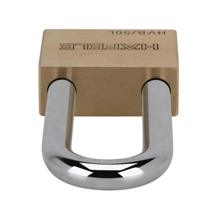 กุญแจลูกปืน-hafele-482-01-985-50-มม-สีทองเหลืองpadlock-hafele-482-01-985-50mm-brass-ราคาดีที่สุด