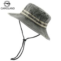 CAMOLAND High Quality Washed Cotton Bucket Hat Women Men Striped Design Boonie Hat Male Bob Panama Cap UV Protection Sun Hats