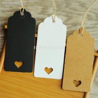 ┋ White Brown and Black Hollow Heart Kraft Paper Tags Scallop Head Label Luggage Wedding Note Blank Price Hang Tag 9x4cm 100pcs