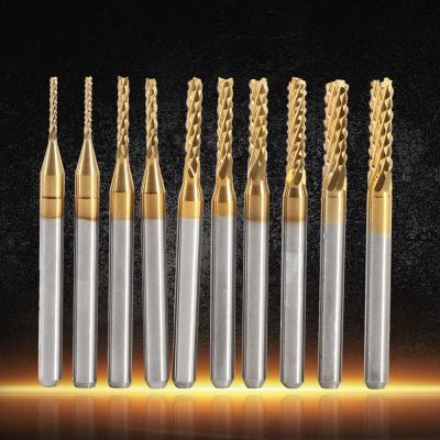 10pcs Titanium Coated End Mill Cemented Carbide CNC Milling Cutters Tools 1.0-3.0mm