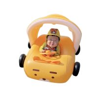 【lz】✲⊙  Assento de carro amarelo com Canopy Brinquedo de água infantil Natação Barco Inflável Volante Swim Ring para crianças Bebê Família Lazer