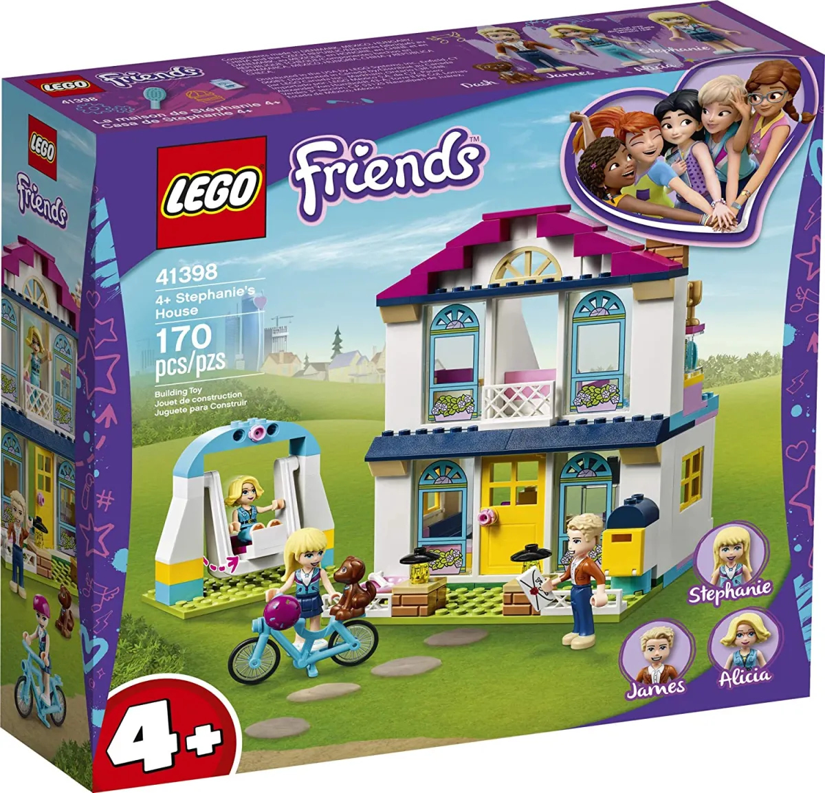 From Denmark】LEGO Friends 4 + House of Stephanie 41398 House of Mini Dolls  Let kids role play family life friends Stephanie, Alicia and James, new  2020 (170 pieces) Guaranteed genuine 