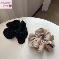 CONCETO ของขวัญ ฝรั่งเศส นางฟ้า เรียบหรู อารมณ์ ย้อนยุค แหวนผม Ruffles ซาติน scrunchies เชือกผมหญิง ยางรัดผมสไตล์เกาหลี