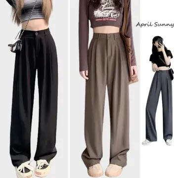 smiley embroidered wide leg pants for girls women Korean cute
