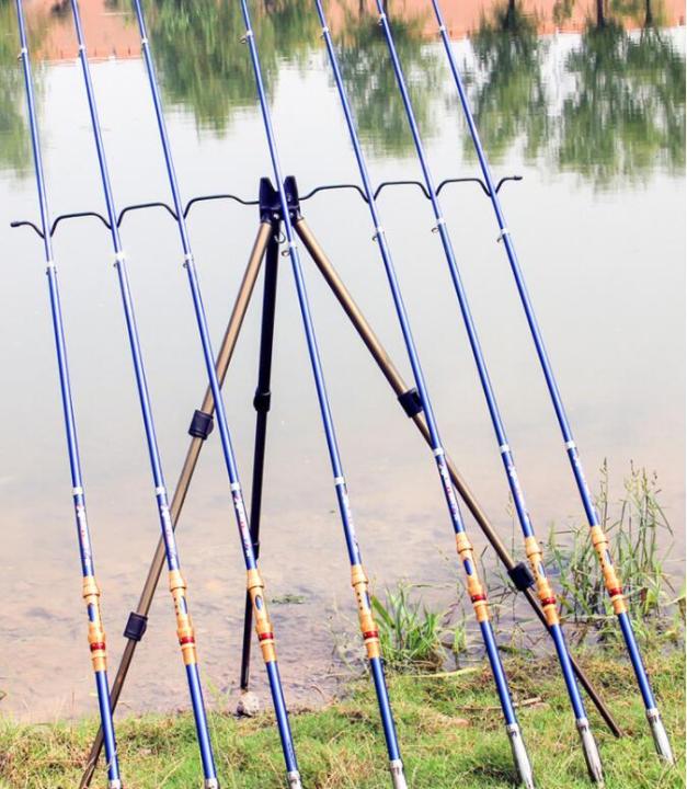 ที่ตั้งคันเบ็ดอลูมิเนียม-3-ขา-วางคันเบ็ดได้-7-คัน-ขาตั้งเบ็ดตกปลา-ขาตั้งกล้องสามขาทำจากโลหะผสมแบบยืดหดได้ไม้ค้ำสำหรับตกปลาทะเล-fishing-rod-tripod-stand