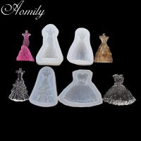 Aomily Princess Wedding Dress Crystal Epoxy Mold Silicone Mold for Making Plaster Aromatherapy Handmade Clay Decoration Mould Bread Cake  Cookie Acces