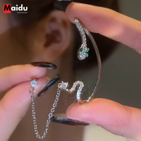 Maidu Jewelry ต่างหูรูปงูสำหรับผู้หญิงล่าสุด S925เข็มเงินหนีบกระดูกหูต่างหูเทพธิดาหญิง