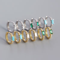 CANNER Fine Jewerly Rainbow Color Retangle Zircon Earrings Women 925 Sterling Silver Hoop Earring For Wedding Party Gift