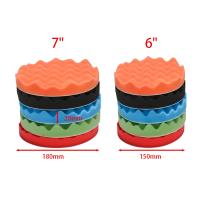 （Kvs auto parts）5Pcs 6 Quot; 7 Quot; 150/180Mm Buffing Polishing Sponge Pads Kit Car Polisher Soft Wave Foam Waffle Pad Car Wash Cleaning Detailing Tool