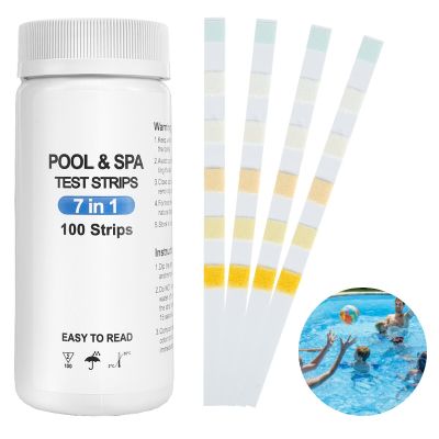 100pcs Water Test Strips 7- in-1 Water Hot Tub PH Pool Test Strips Paper PH Tester for Swimming Pool Spas Bathtubs Hot Tubs Inspection Tools