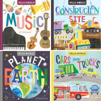 Original English Hello World Hello science world 4 volumes cardboard book music / cars and trucks / planet Earth infant stem enlightenment picture book