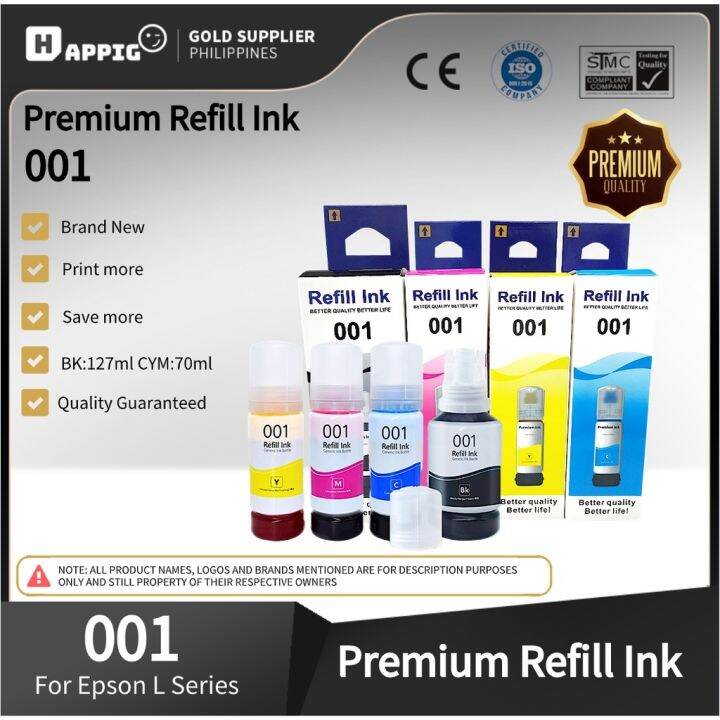 【Hot sale】 Premuim Refill ink 001 Ink Set Compatible For Epson L6170