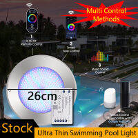 【Buy 5 Free 1 Controller】Ultra Thin Swimming Pool Lamp Stainless Steel Swimming Pool Light Waterproof Underwater Swimming Pool Lamp Ip68 12W/18W/25W/35W Wall Mounted Lamp RGB DC12V/24V Phone Tuya WIFI Controller Music IP68 Pipe Piscina Lamp