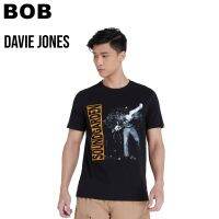 BoB-DAVIE JONES เสื้อยืดพิมพ์ลาย สีดำ Graphic Print T-Shirt in black TB0203BKSMLXL-3XL unisex #polo