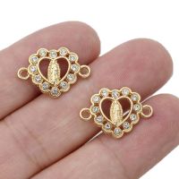 10Pcs Gold Plated Crystal Heart Virgin Charm Connector for Making Bracelet DIY Findings Jewelry Accessories Handmade Craft DIY accessories and others