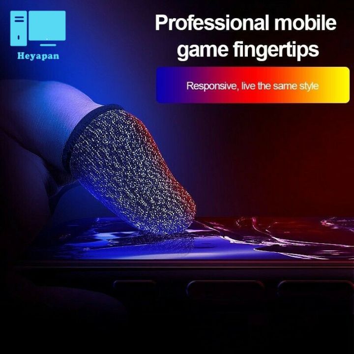 1คู่ปลอกนิ้วเล่นเกมแบบบางพิเศษระบายอากาศได้ปลายนิ้วสำหรับหน้าจอสัมผัสเล่นเกมมือถือ-pubg