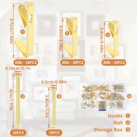 X = K 184ชิ้น20/30/50Lb สำหรับงานหนักไม้แขวนเสื้อรูปภาพพร้อมตะปูที่แขวนกรอบรูป Drywall ภาพวาดสีน้ำมันตะขอแขวนรูปภาพกระจก