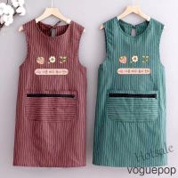 【hot sale】✕ D13 Voguepop Cotton Vest Apron Large Zipper Pocket Grade Dirt-proof Bib Fashion Sleeveless Apron Shop Restaurant Working Uniform Kitchen Ready Stock